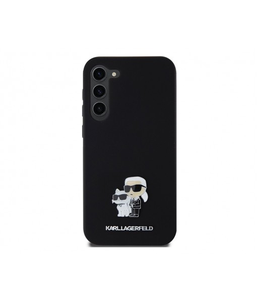 Husa Samsung Galaxy S24, Originala Karl Lagerfeld,Silicone Karl&Choupette Metal Pin, Negru